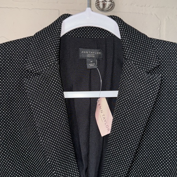 Ann Taylor blazer polka dot 0 petite NeW lined suit coat jacket - Picture 2 of 8
